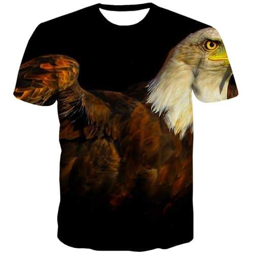 Eagle T-shirt Men Bird T shirts Funny Animal Tshirt Printed Funny Tshirts Novelty Feather Tshirts Cool Short Sleeve Fashion - KYKU