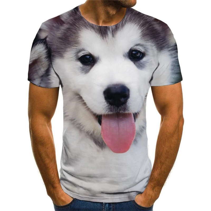 Husky dog shirts Hip hop tshirt 3D Puppy Cute Pets art costume Casual big Smart Husky dogs men