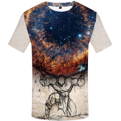 Eye T shirts Men Flame T-shirts 3d War Shirt Print Gothic T-shirts Graphic Art Tshirts Cool Short Sleeve T shirts Men Tee O-neck - KYKU