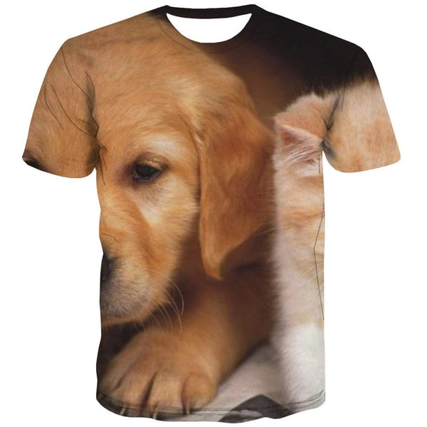 
tshirt animal docile pets Funny 3D t shirt Casual men cat and dog art costume
                