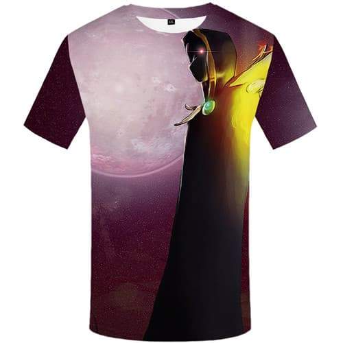 Skull T-shirt Men Galaxy Space T-shirts Graphic Moon Tshirts Cool Cosplay Tshirt Printed Flame Tshirt Anime Short Sleeve - KYKU
