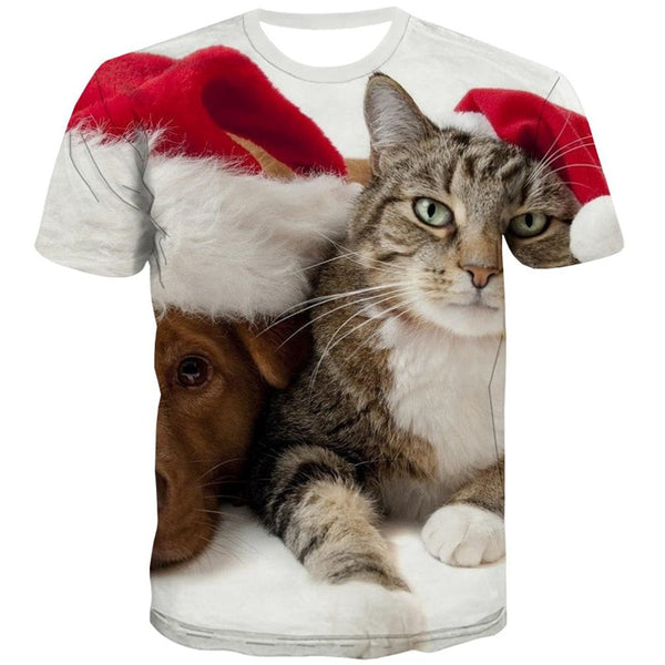 
animal shirt Hip hop tshirt 3D docile pets art costume Casual cat and dog men
                