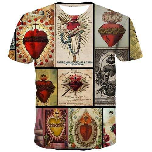 Jesus T-shirt Men Cross Tshirts Casual Christian Tshirts Novelty Flame Tshirt Anime Leisure Tshirts Cool Short Sleeve Punk Rock - KYKU