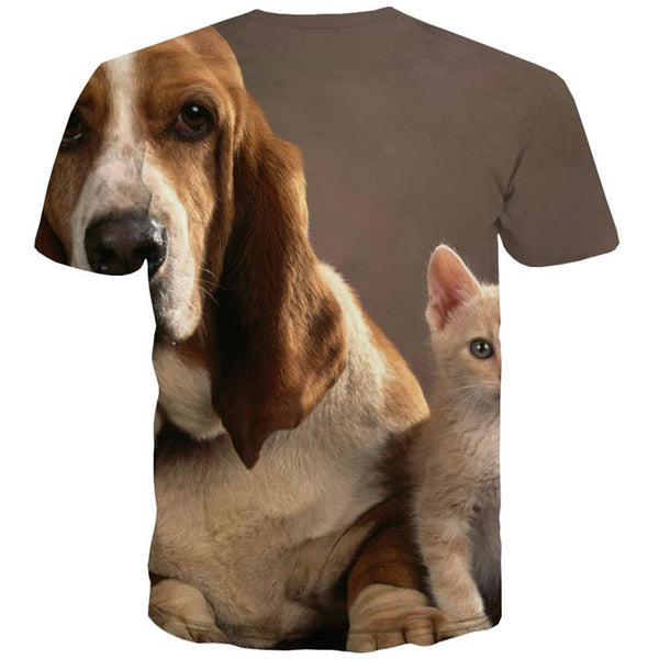 
tshirt animal docile pets Novelty 3D shirt Cool men cat and dog art costume
                