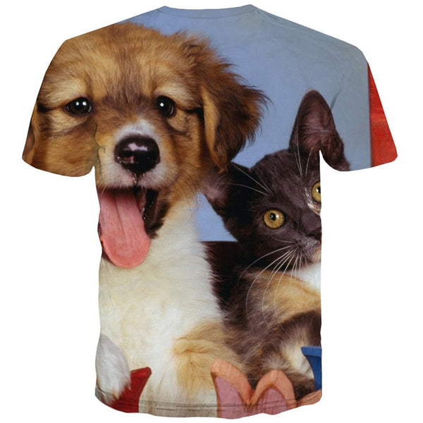 
animal tshirt docile pets shirt tee men cat and dog Cool art costume
                