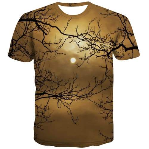 Moon T shirts Men Tree T shirts Funny Halloween T-shirts 3d Cloud T-shirts Graphic Funny Tshirts Novelty Short Sleeve Hip hop - KYKU
