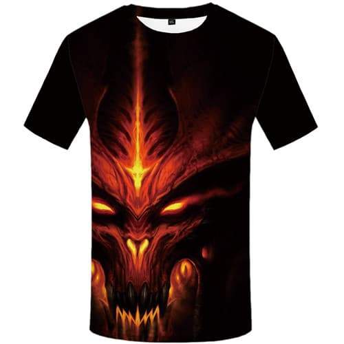 Skull T-shirt Men Black Shirt Print Gothic Tshirts Novelty Flame T-shirts Graphic Punk T-shirts 3d Short Sleeve T shirts Unisex - KYKU