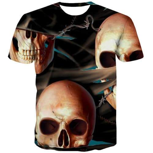 Skull T shirts Men Abstract Tshirt Anime Psychedelic Shirt Print War Tshirts Cool Gothic T shirts Funny Short Sleeve T shirts - KYKU