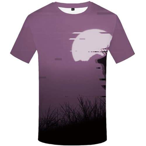 Deer T shirts Men Animal Tshirts Casual Harajuku T-shirts 3d Moon Tshirts Cool Fantasy Tshirt Printed Short Sleeve Hip hop - KYKU