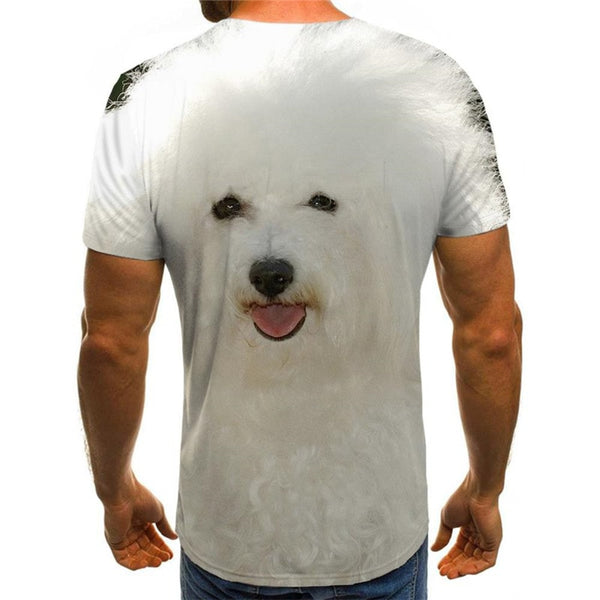 
Little White dog t shirts Puppy Cute animal clothing man art costume Casual big Smart dogs
                