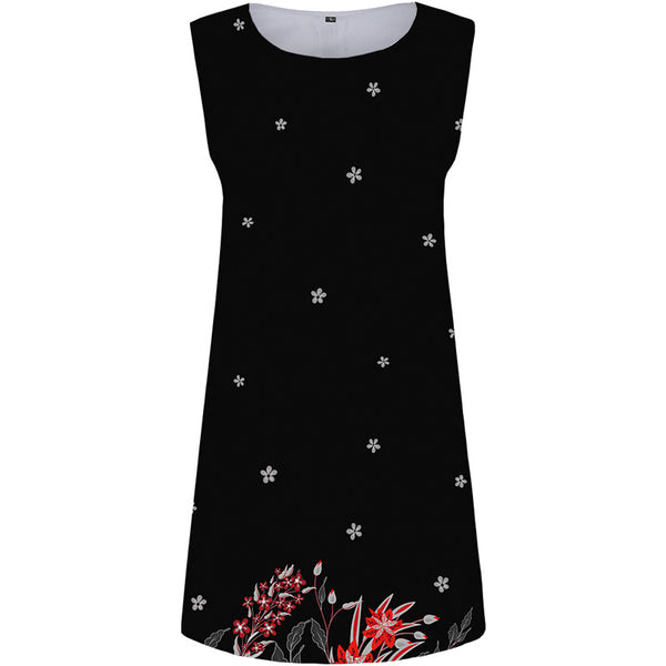 Flower Dress Women Leaf Short Black Party Space Beach Gothic Vestido Sexy Womens Clothing Casual