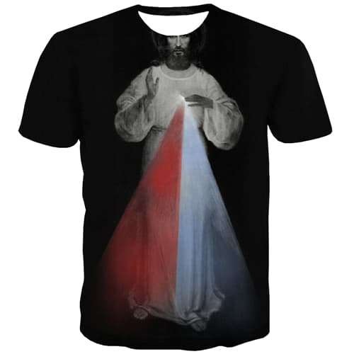 Christian T-shirt Men Jesus Tshirt Anime Peace Tshirt Printed Leisure Tshirts Casual Black Tshirts Novelty Short Sleeve T shirts - KYKU
