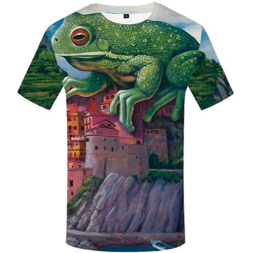Frog T shirts Men Mountain Tshirt Anime Animal Tshirts Cool Castle T shirts Funny Gothic T-shirts 3d Short Sleeve Fashion - KYKU