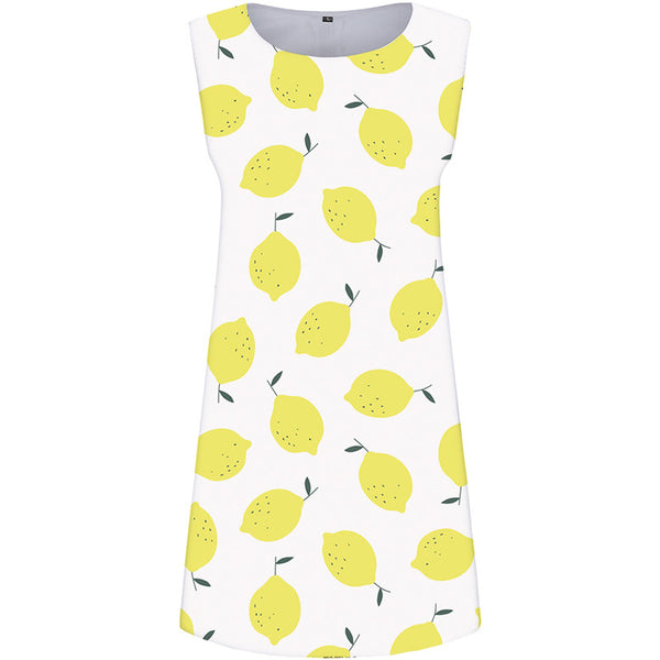 Lemon Dress Women Fruit Party White Sexy Leaf Beach Womens Clothing Summer