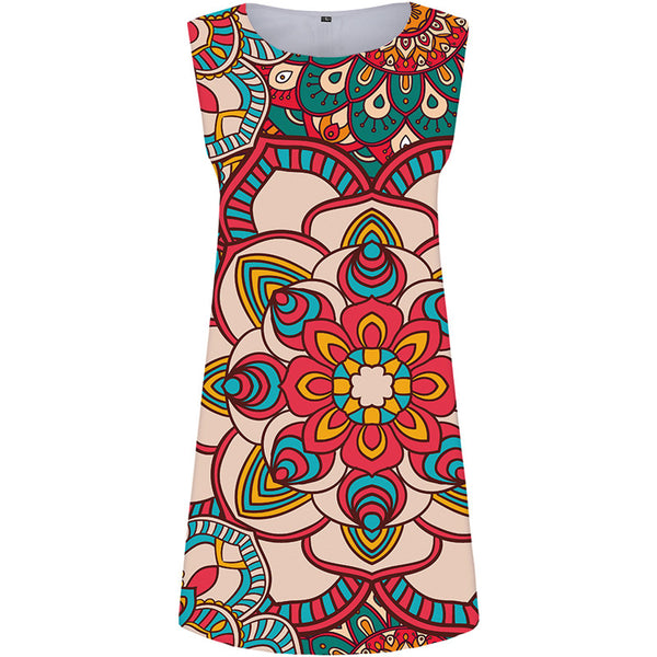 Flower Dress Women Retro Sexy Colorful Beach Graphics Tank Womens Clothing Casual