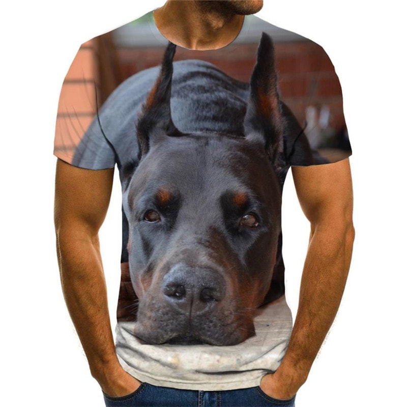 dog shirts Puppy Cute animal t shirt 3D art costume Casual big Smart dogs men's