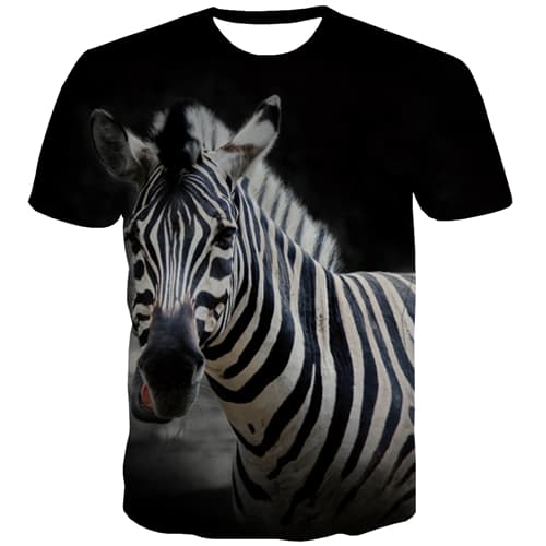 Zebra T shirts Men Stripe Tshirts Cool Animal Shirt Print Retro T-shirts 3d Harajuku T shirts Funny Short Sleeve Fashion Mens - KYKU
