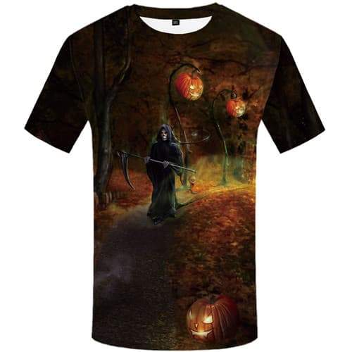 Halloween T-shirt Men Pumpkin T-shirts Graphic Witch Tshirts Novelty Cosplay Tshirts Cool Skull T-shirts 3d Short Sleeve - KYKU