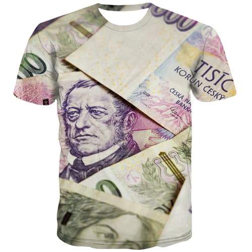 Money T shirts Men Graffiti Tshirt Anime Czech Republic Tshirt Printed Harajuku Shirt Print Abstract T-shirts 3d Short Sleeve - KYKU