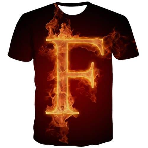 Flame T-shirt Men Letter Shirt Print Black T shirts Funny Fire Tshirts Cool Gothic Tshirt Anime Short Sleeve Fashion Men women - KYKU