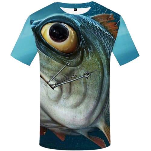 Fish T shirts Men Eye Tshirt Anime Animal T-shirts Graphic Fisherman Tshirts Casual Metal T-shirts 3d Short Sleeve Hip hop Mens - KYKU