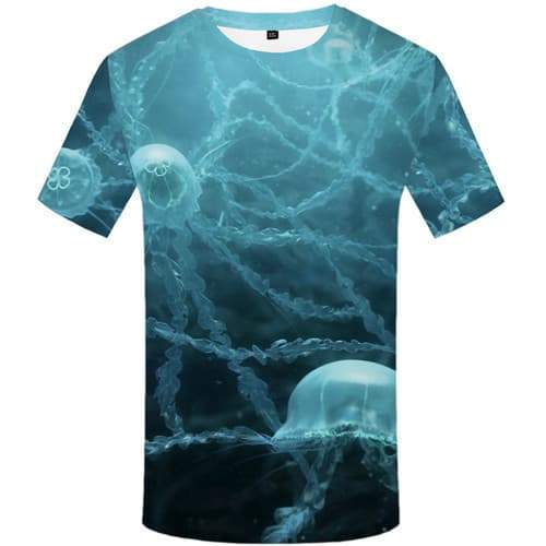 Jellyfish T-shirt Men Animal T-shirts 3d Fish Tshirt Anime Harajuku Tshirts Casual Ocean Tshirts Novelty Short Sleeve T shirts - KYKU