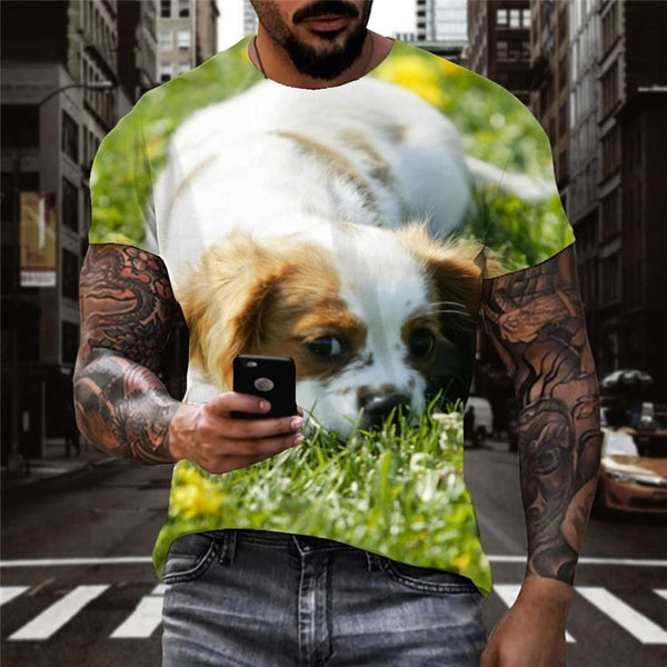 
dog shirts Print clothes Puppy Cute animal art costume Casual big Smart dogs male
                