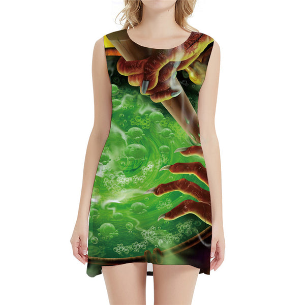 Halloween Dress Women Witch Tank Psychedelic Short Harajuku Korean Style Cosplay Ladies Dresses Womens Clothing Casual