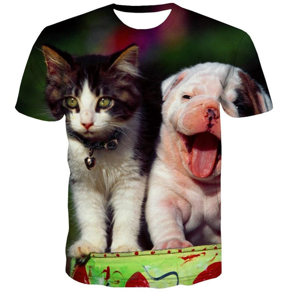 
tshirt animal shirt tee docile pets men cat and dog art costume Cool
                
