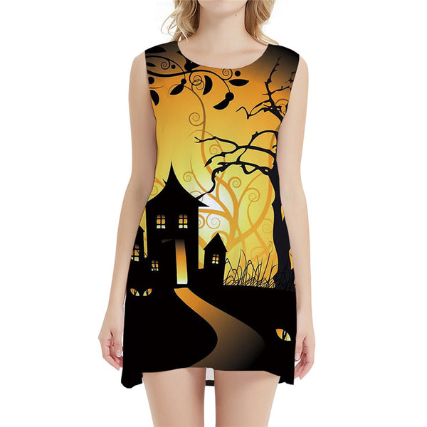 Halloween Dress Women Party 3d Print Harajuku Sundress Gothic Ladies Dresses Funny Korean Style Womens Clothing Elegant