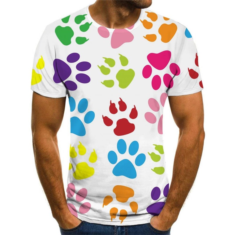 shirts dog paw print Puppy Cute Pets Casual shirt 3D men Cool big Smart dogs art costume