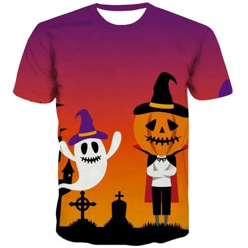 Pumpkin T shirts Men Halloween T-shirts Graphic Cosplay Tshirts Novelty Funny Tshirt Printed Harajuku Shirt Print Short Sleeve - KYKU