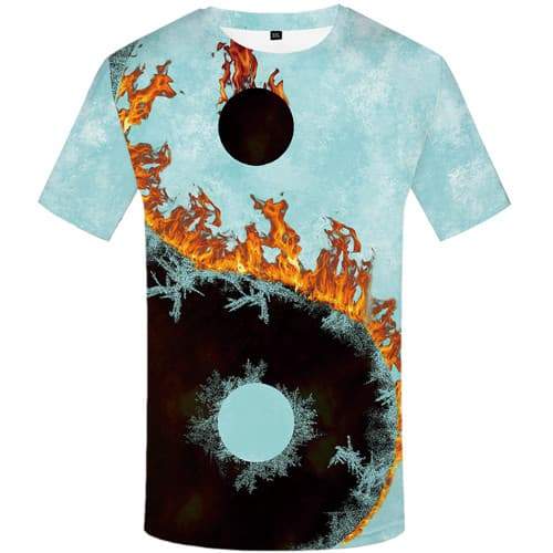 Yinyang T-shirt Men Gossip Tshirts Novelty Flame Tshirts Casual Harajuku T shirts Funny Gothic T-shirts 3d Short Sleeve - KYKU