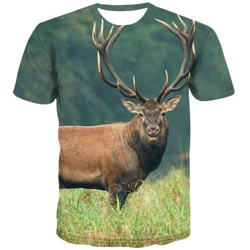 Animal T shirts Men Elk T-shirts 3d Christmas T shirts Funny Harajuku Tshirt Printed Hip Hop Tshirt Anime Short Sleeve Fashion - KYKU