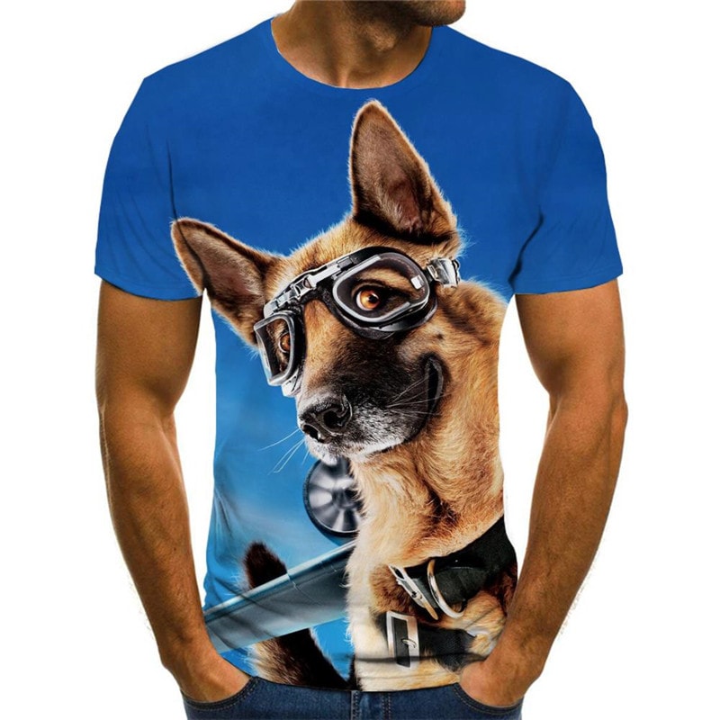 animal tshirt docile pets tee top art costume men Cool cat and dog
