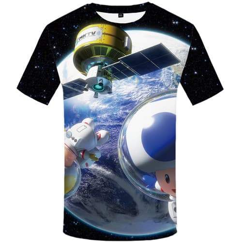 Galaxy Space T shirts Men Astronaut Tshirts Cool Earth T shirts Funny Cartoon T-shirts 3d Metal Tshirt Anime Short Sleeve - KYKU