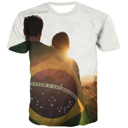 Brazilian Flag T shirts Men Love T shirts Funny Harajuku Tshirt Anime Brazil Tshirts Casual Vintage T-shirts Graphic - KYKU
