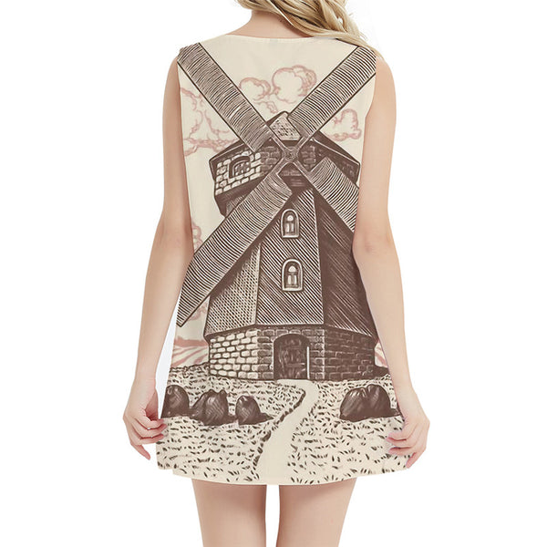 
Windmill Dress Women Netherlands Boho Geometric 3d Print Cartoon Sexy Vintage Party Womens Clothing Tassel
                