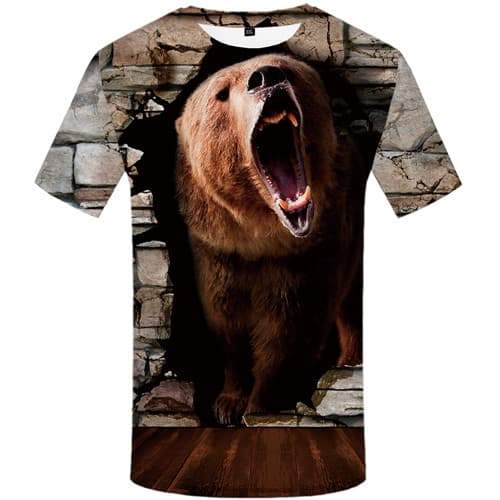 Bear T-shirt Men Russia Tshirt Printed Animal T-shirts Graphic War Tshirts Novelty Angry T shirts Funny Short Sleeve summer Mens - KYKU