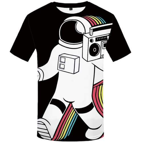 Astronaut T-shirt Men Graffiti Tshirt Printed Music Tshirts Cool Black And White T-shirts 3d Rainbow T-shirts Graphic - KYKU
