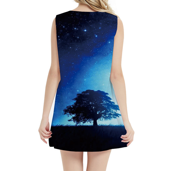 
Galaxy Dress Women Tree Tank Blue Ladies Dresses Harajuku 3d Print Womens Clothing Vintage
                