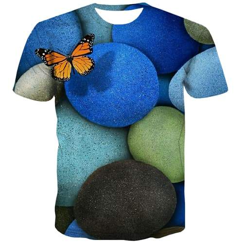 Abstract T-shirt Men Psychedelic Tshirts Novelty Hip Hop Tshirts Casual Butterfly Tshirt Anime Colorful Shirt Print Short Sleeve - KYKU