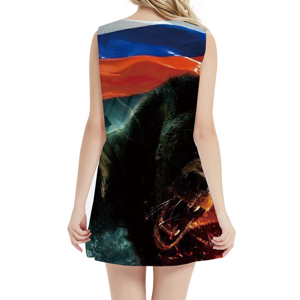 
Bear Dress Women Animal Ladies Dresses Russia 3d Print War Sexy Gothic Sundress Womens Clothing Summer
                