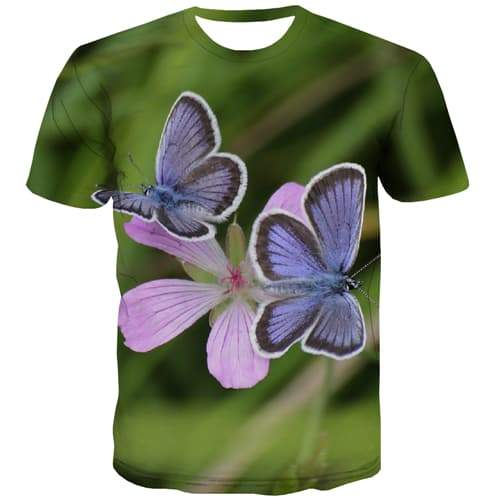 Butterfly T-shirt Men Flower Shirt Print Colorful T shirts Funny Hilarious Tshirts Cool Harajuku Tshirts Casual Short Sleeve - KYKU