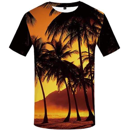 Coconut Tree T-shirt Men Mountain T shirts Funny Beach Tshirt Printed Gothic Tshirts Casual Harajuku Tshirts Cool Short Sleeve - KYKU