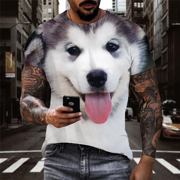 
Husky dog shirts Hip hop tshirt 3D Puppy Cute Pets art costume Casual big Smart Husky dogs men
                