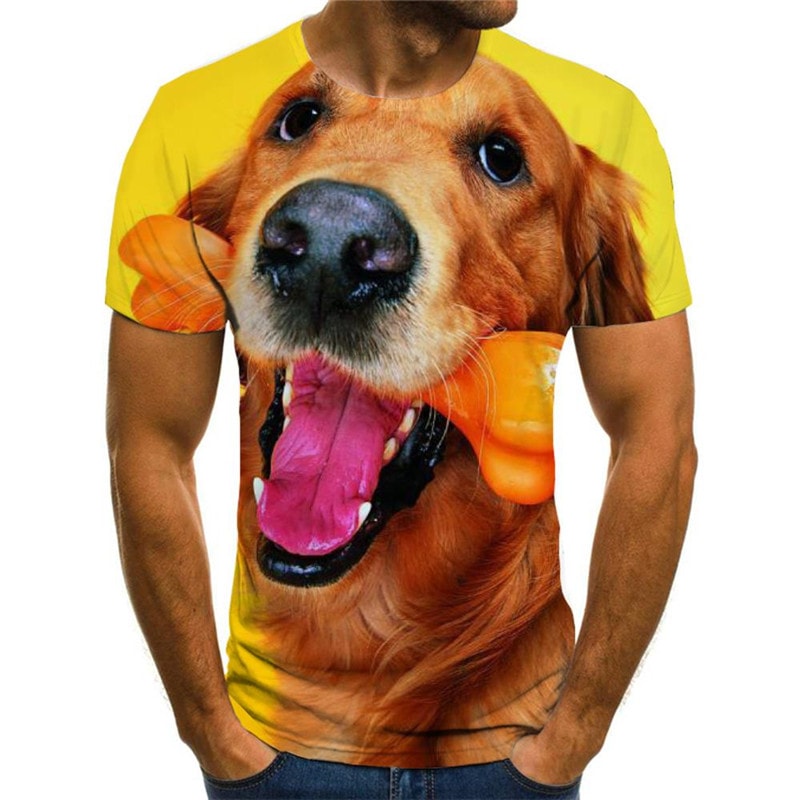 Golden Retriever dog shirt Puppy Cute Pets top tee Cool art costume big Smart dogs man