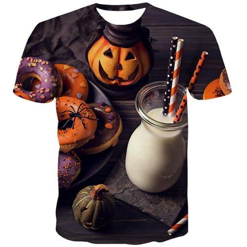 Pumpkin T-shirt Men Halloween Tshirts Casual Food Tshirts Cool Cartoon Tshirts Novelty Harajuku T-shirts 3d Short Sleeve summer - KYKU