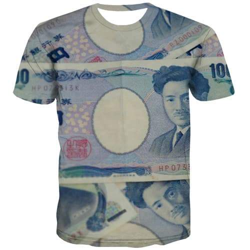 Japan Yen T-shirt Men Money Tshirts Cool Japan T-shirts 3d Harajuku Tshirts Casual Gothic Tshirts Novelty Short Sleeve T shirts - KYKU