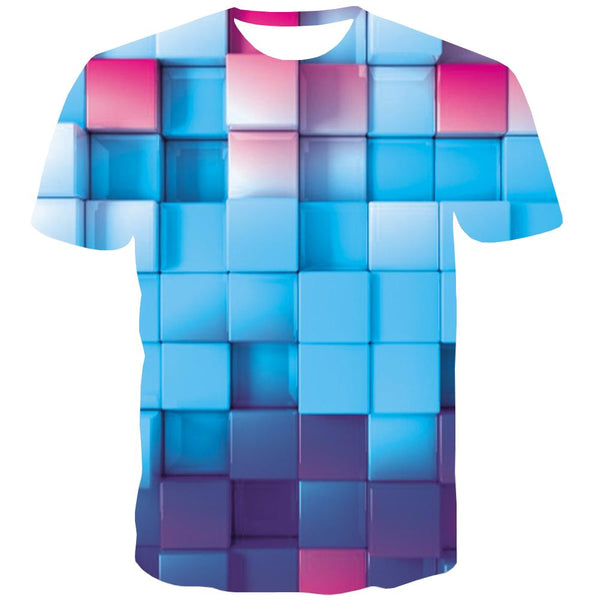 Square T shirts Men Graphic Tshirt Printed Colorful Tshirts Casual Rainbow Tshirts Cool Casual T-shirts Graphic Short Sleeve - KYKU